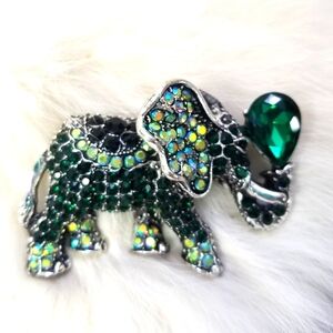 Sparkly Lucky Elephant Brooch
